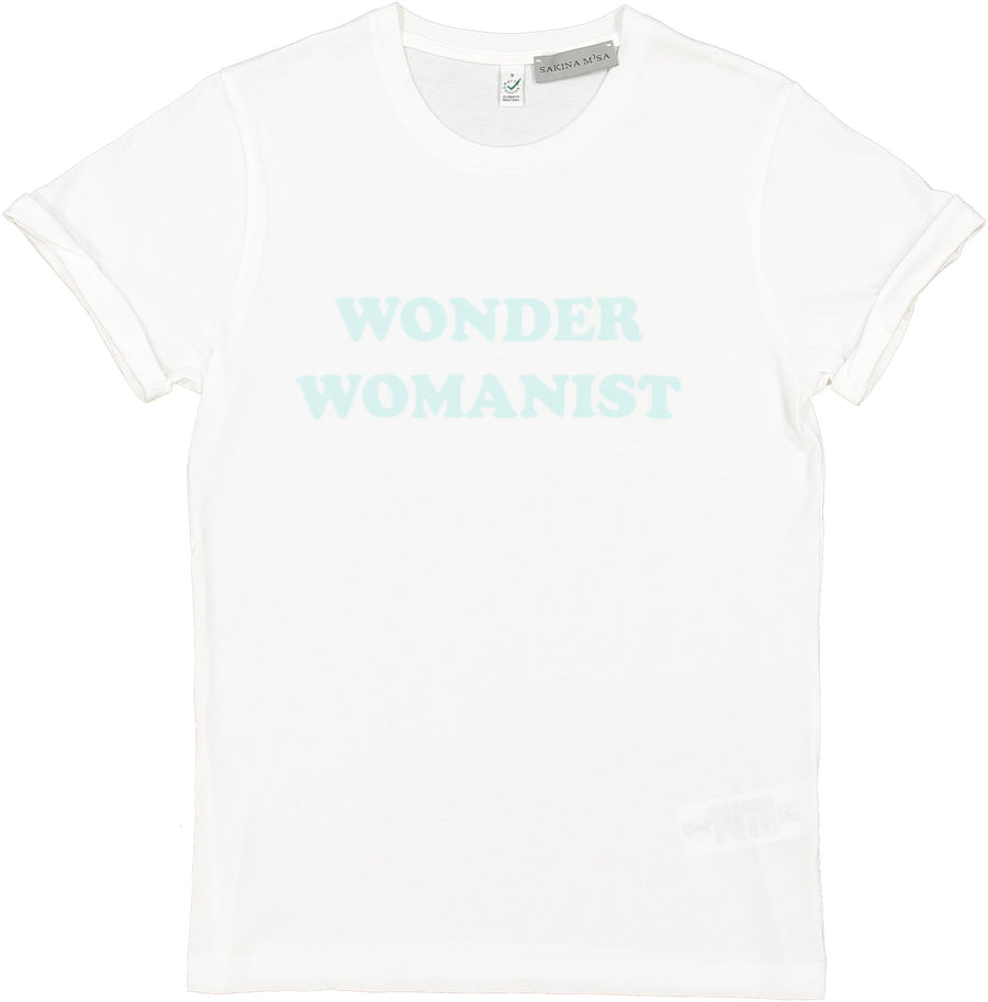 T-shirt Wonder Womanist - Blanc & Vert d'eau - Sakina M'sa