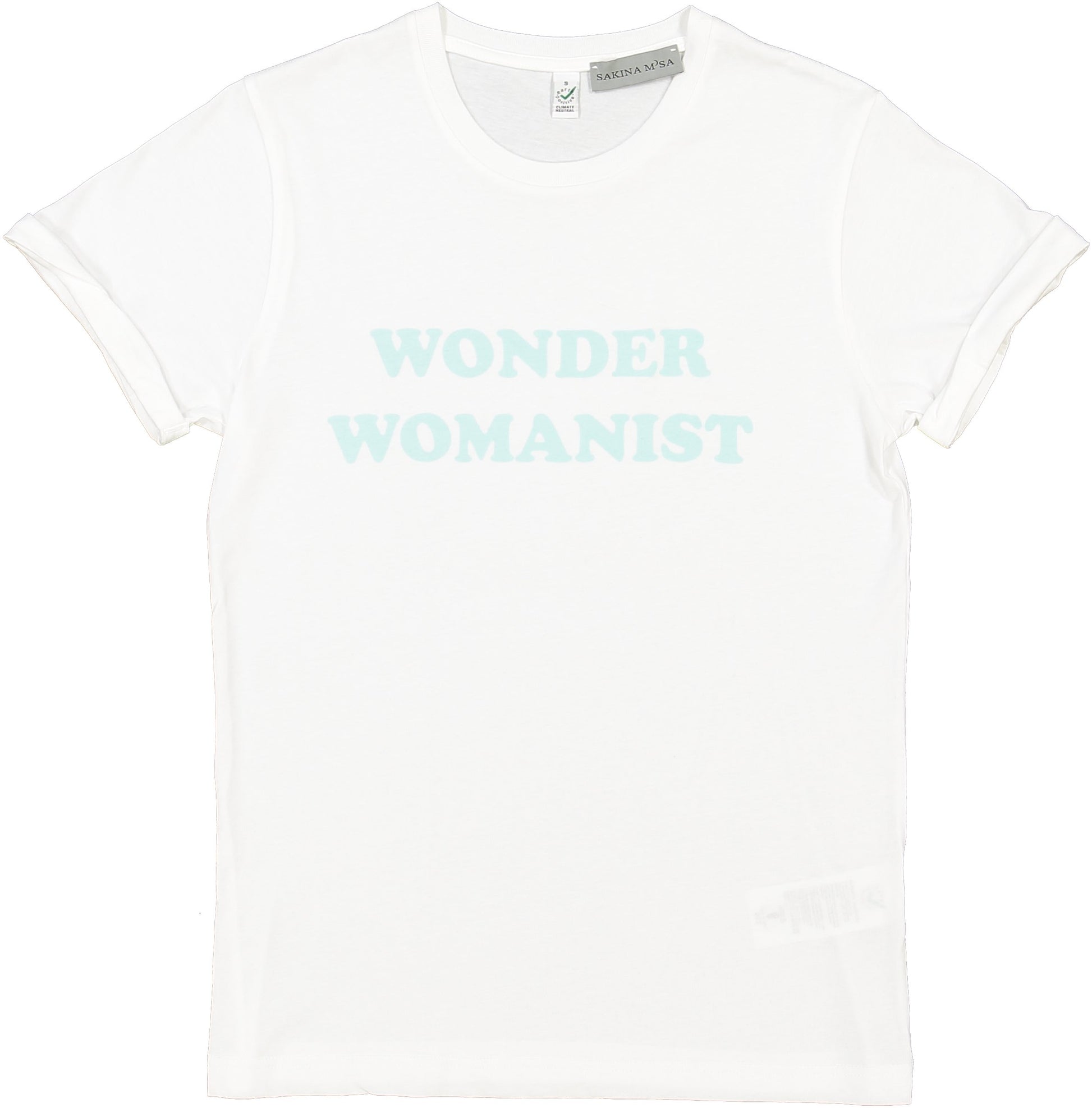 T-shirt Wonder Womanist - Blanc &amp; Vert d&#39;eau - Sakina M&#39;sa